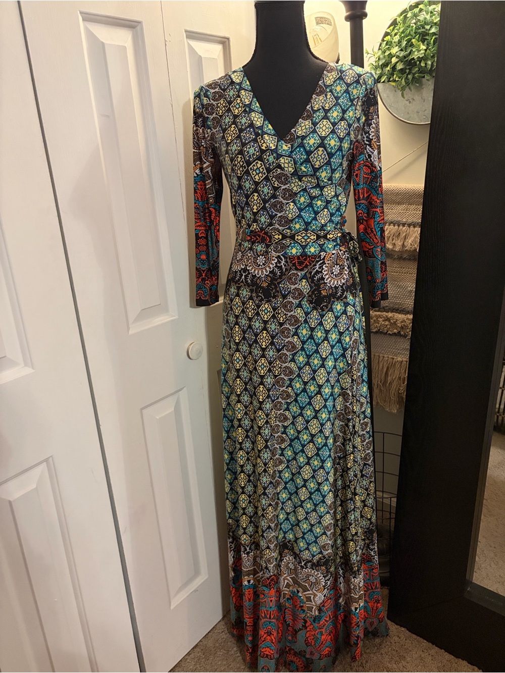 Tua Multicolor Maxi Dress with Green and Teal Accents